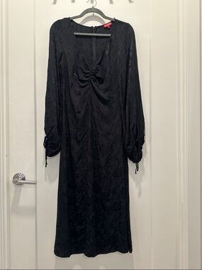 STAUD Black Silk Midi Dress Size 4